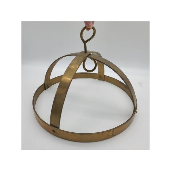 Vintage 1960s Round 12" Dia. Dome All Brass Hanging Pot Rack No Hooks - Picture 1 of 8